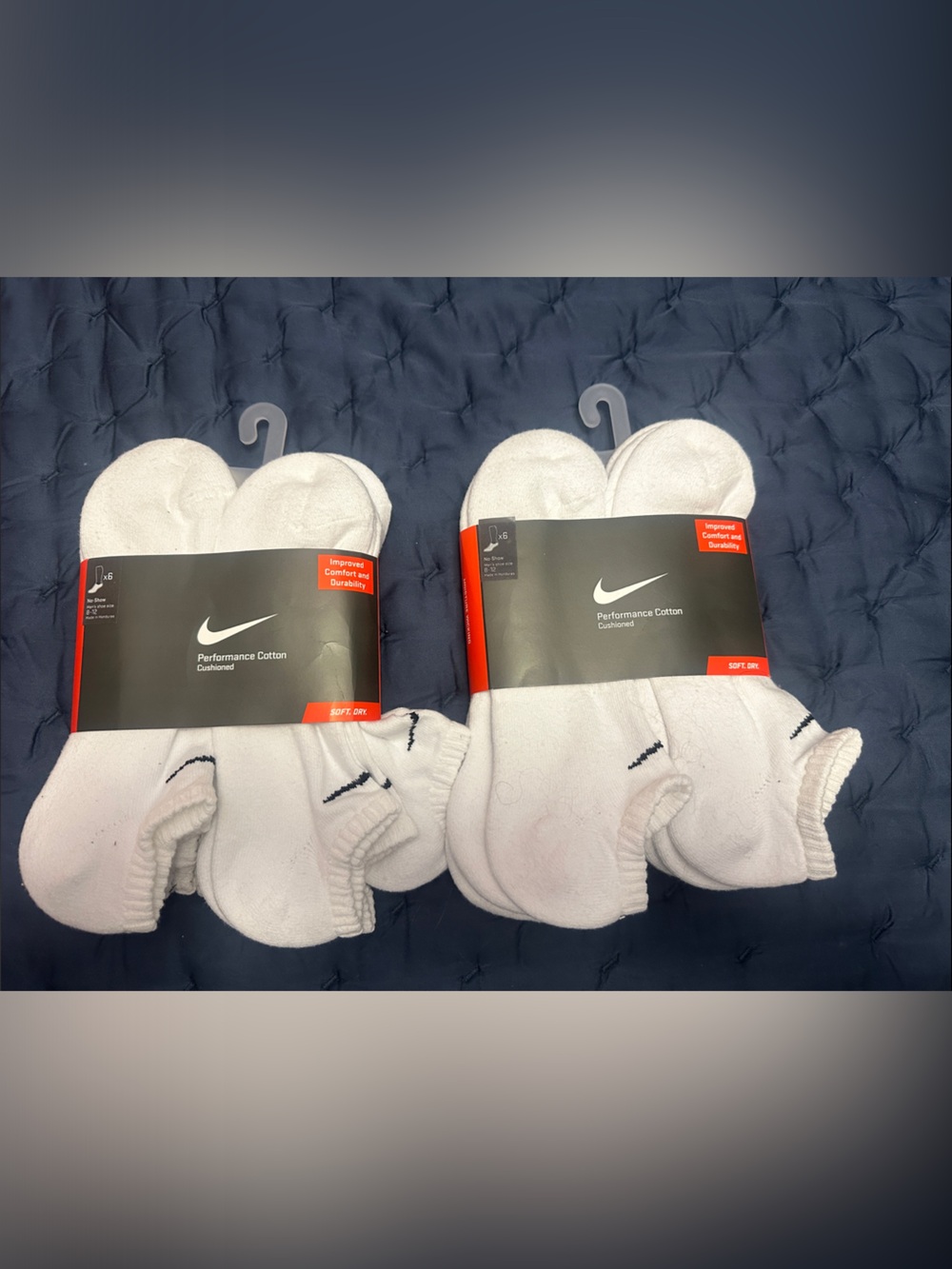Nike Men’s White Low-Cut Athletic Socks with Black Swoosh - 12 Pair